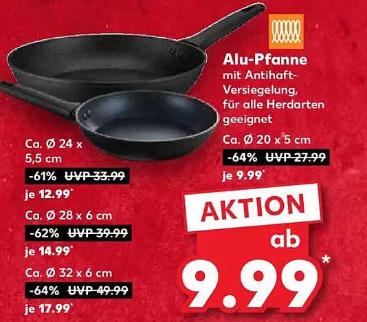 Alu-Pfanne mit Antihaft-Versiegelung, für alle Herdarten geeignet