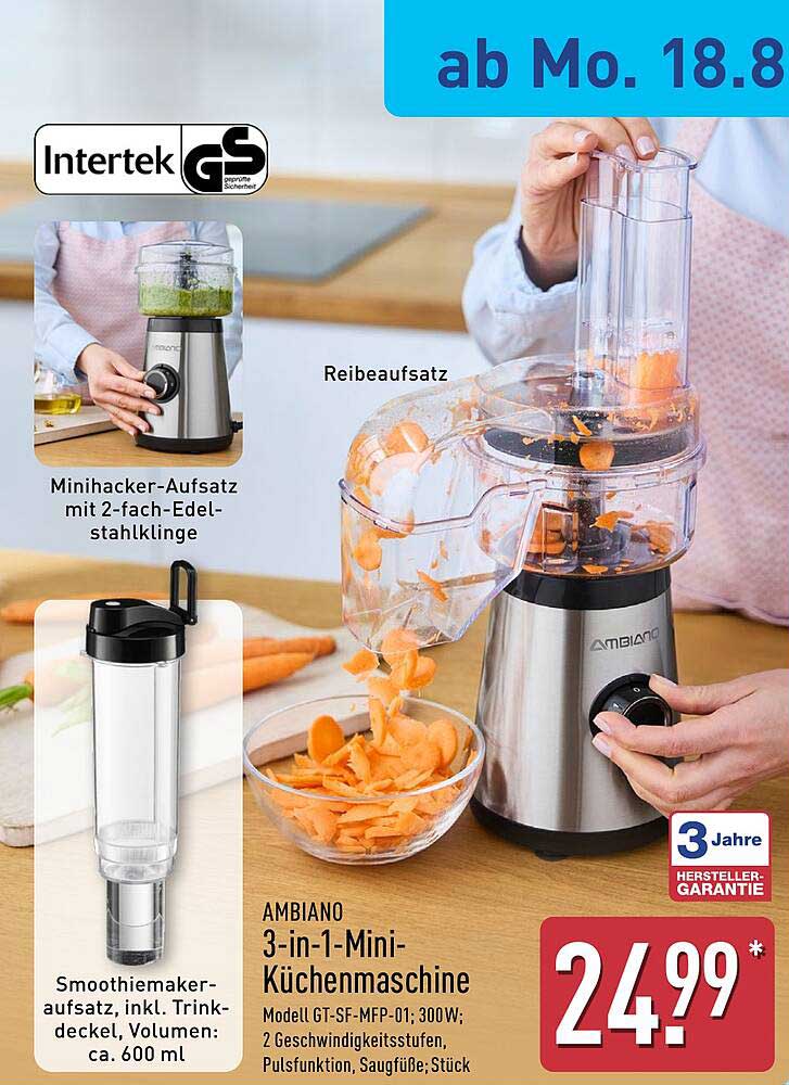 AMBIANO 3-in-1-Mini-Küchenmaschine