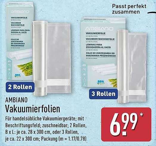 AMBIANO Vakuumierfolien 2 Rollen