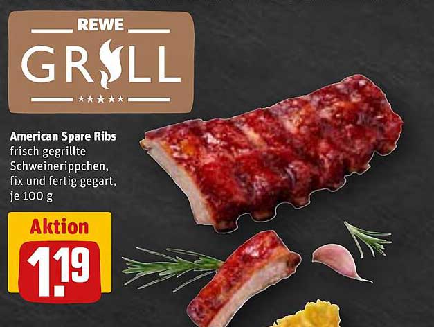 American Spare Ribs – frisch gegrillte Schweinerippchen, fix und fertig gegart, je 100 g