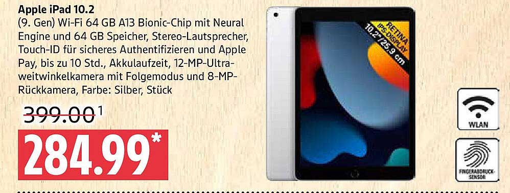 Apple iPad 10.2 (9. Gen) mit 64 GB Speicher für nur 284,99 €
