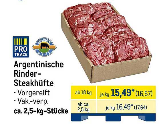 Argentinische Rinder-Steakhüfte - Vorgeeritet und Vakuumverpackt