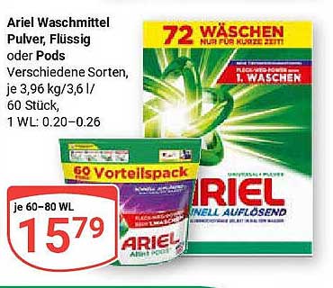 Ariel Waschmittel Pulver, Flüssig oder Pods - 72 Waschladungen