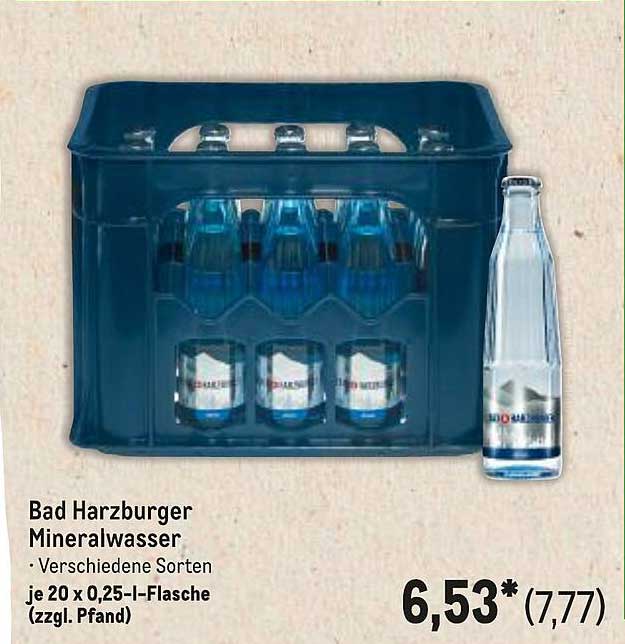 Bad Harzburger Mineralwasser - Verschiedene Sorten je 20 x 0,25-l-Flasche (zzgl. Pfand)