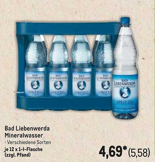 Bad Liebenwerda Mineralwasser - Verschiedene Sorten, je 12 x 1-l-Flasche (zzgl. Pfand)