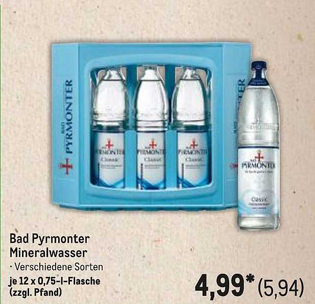 Bad Pyrmonter Mineralwasser - Verschiedene Sorten