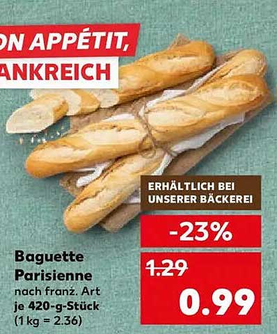 Baguette Parisienne nach französischer Art - 23% Rabatt