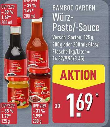 Bamboo Garden Würz-Paste/-Sauce, verschiedene Sorten, 125 g, 200 g oder 200 ml