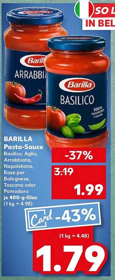 BARILLA Pasta-Sauce - Basilico, Aglio, Arrabbiata, Napolitana, Bolognese und mehr