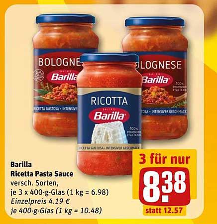 Barilla Ricotta Pasta Sauce - 3 für nur 8,38 €