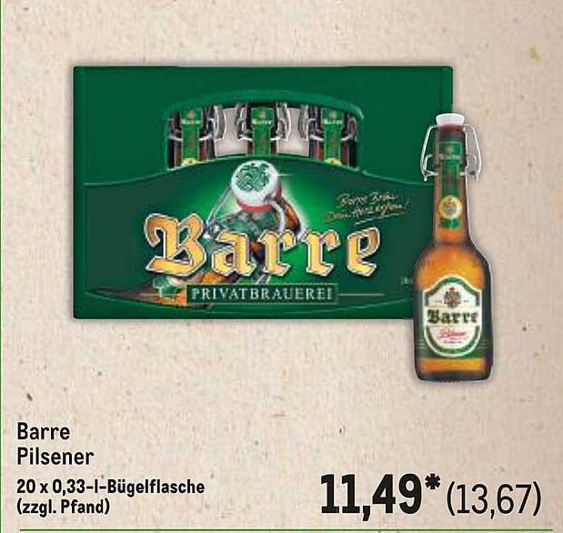 Barre Pilsener 20 x 0,33 l-Bügelflasche (zzgl. Pfand)