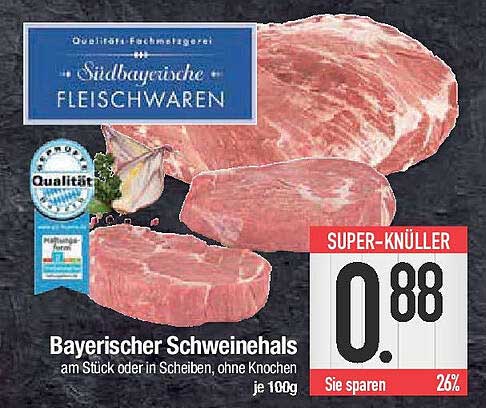 Bayerischer Schweinehals am Stück oder in Scheiben, ohne Knochen