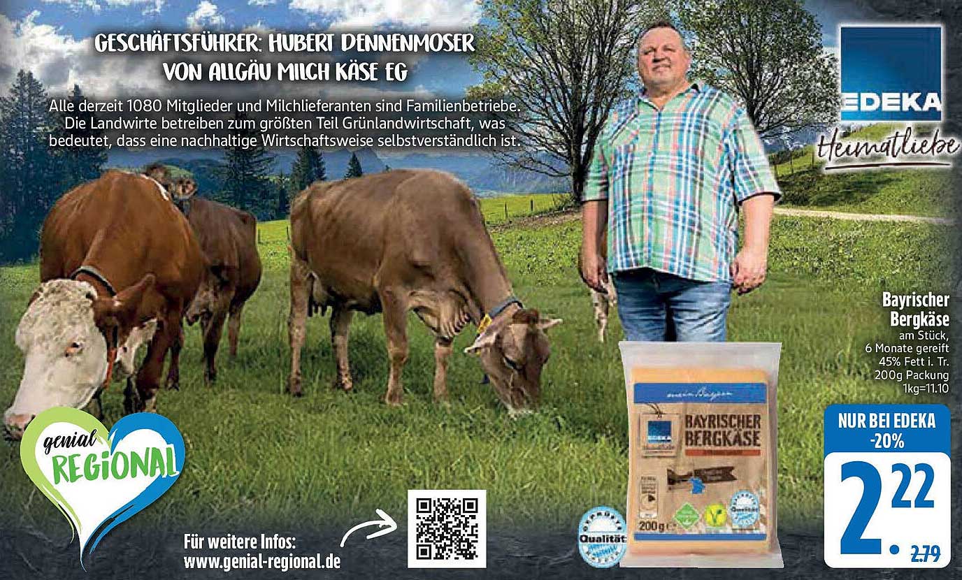 Bayrischer Bergkäse am Stück, 6 Monate gereift