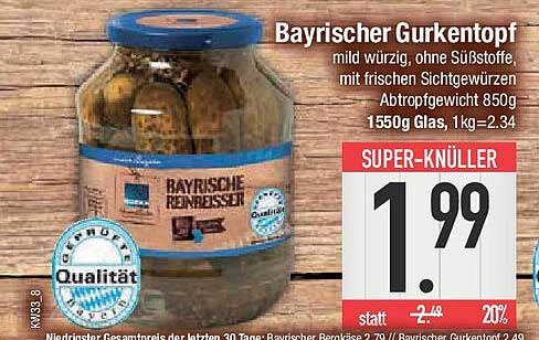 Bayrischer Gurkentopf - mild würzig ohne Süßstoffe, mit frischen Sichtgewürzen