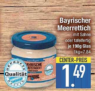 Bayrischer Meerrettich mit Sahne oder tafelfertig je 190g Glas
