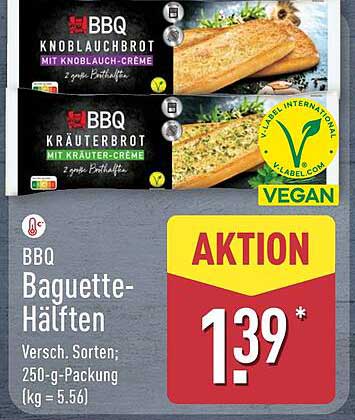 BBQ Baguette-Hälften – Verschiedene Sorten mit Knoblauch- und Kräutercreme