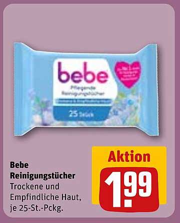 Bebe Reinigungstücher für trockene und empfindliche Haut, je 25-St.-Pckg.