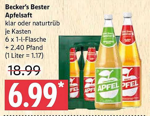 Becker's Bester Apfelsaft klar oder naturtrüb je Kasten