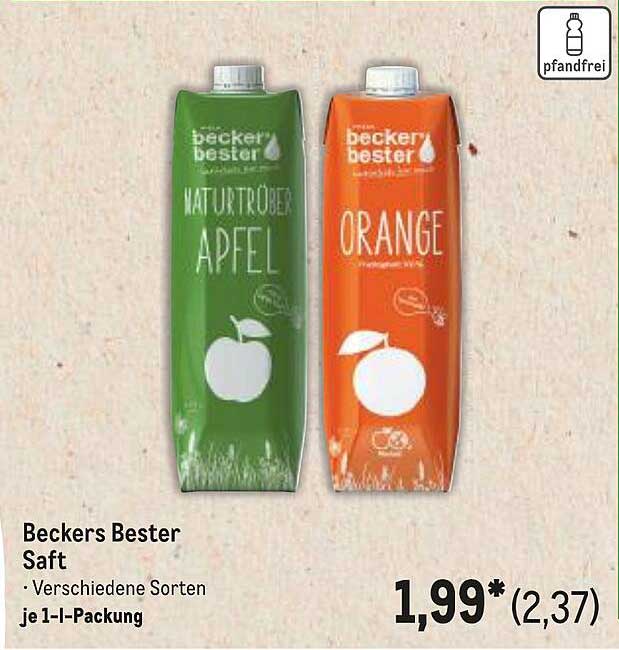 Beckers Bester Saft - verschiedene Sorten je 1-l-Packung