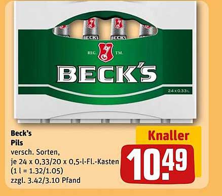 Beck's Pils 24 x 0,33 l Kästen – viel Genuss für wenig Geld!