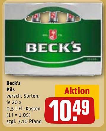 Beck’s Pils, verschiedene Sorten, 20 x 0,5 l-Fl. Kasten
