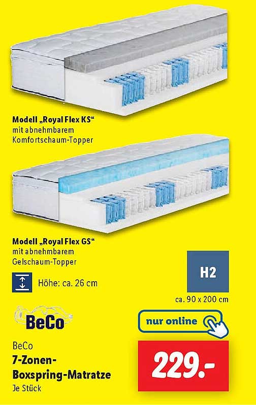 BeCo 7-Zonen-Boxspring-Matratze "Royal Flex KS" & "Royal Flex GS"