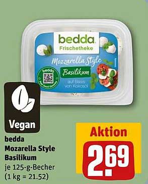 bedda Mozzarella Style Basilikum