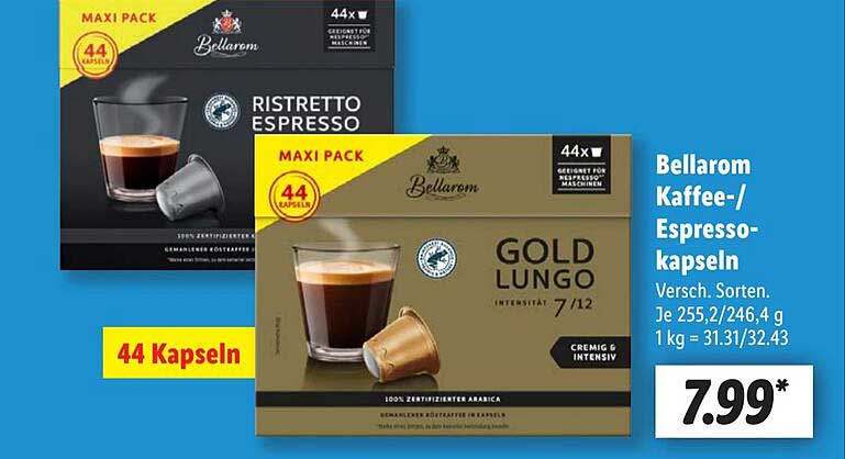 Bellarom Kaffee-/Espressokapseln 44 Kapseln
