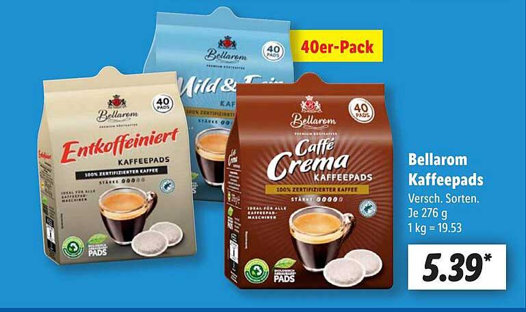 Bellarom Kaffee-Pads, 40er-Pack, verschiedene Sorten