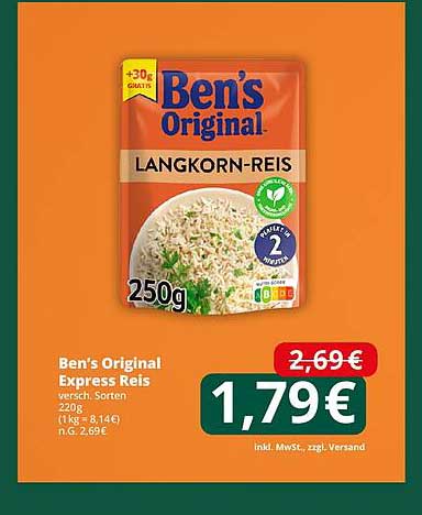 Ben's Original Express Reis, (versch. Sorten) 250g