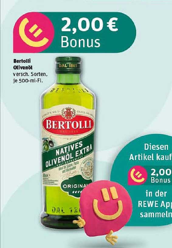 Bertolli Natives Olivenöl Extra, 500-ml-Flasche