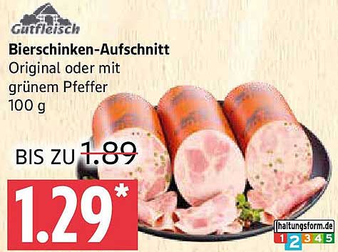 Bierschinken-Aufschnitt Original oder mit grünem Pfeffer - 100 g