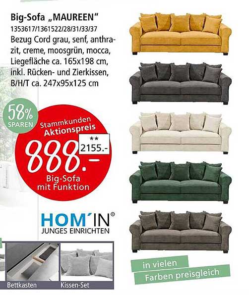 Big-Sofa "MAUREEN" - Aktionspreis für Stammkunden!