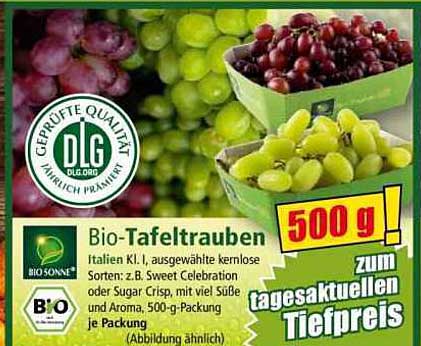 Bio-Tafeltrauben 500 g zum tagesaktuellen Tiefpreis