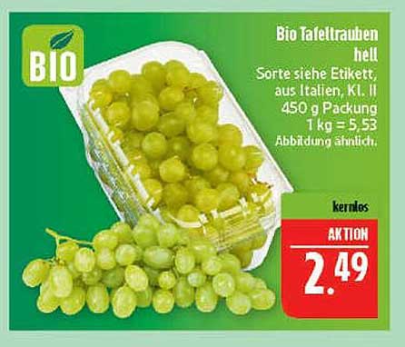 Bio Tafeltrauben hell 450 g aus Italien - Aktion!