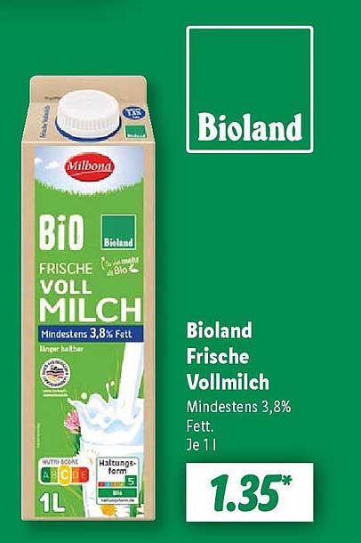 Bioland Frische Vollmilch 1L