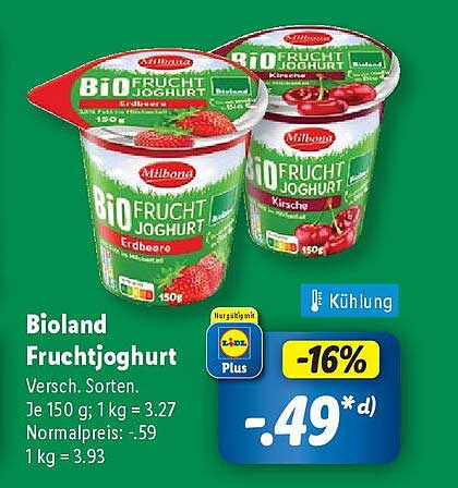 Bioland Fruchtjoghurt 150 g – Erdbeere und Kirsche