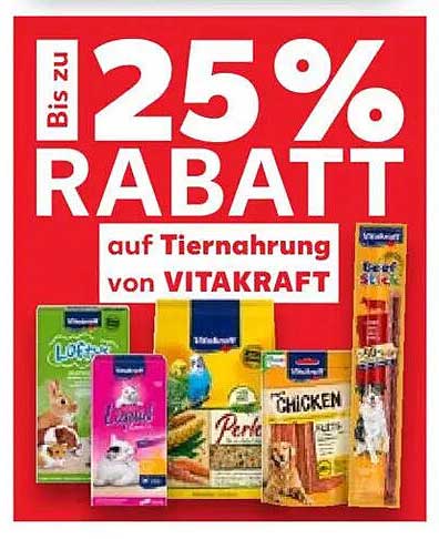 Bis zu 25% Rabatt auf Tiernahrung von VITAKRAFT