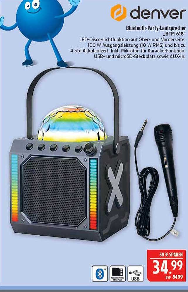 Bluetooth-Party-Lautsprecher "BTM 618" von Denver