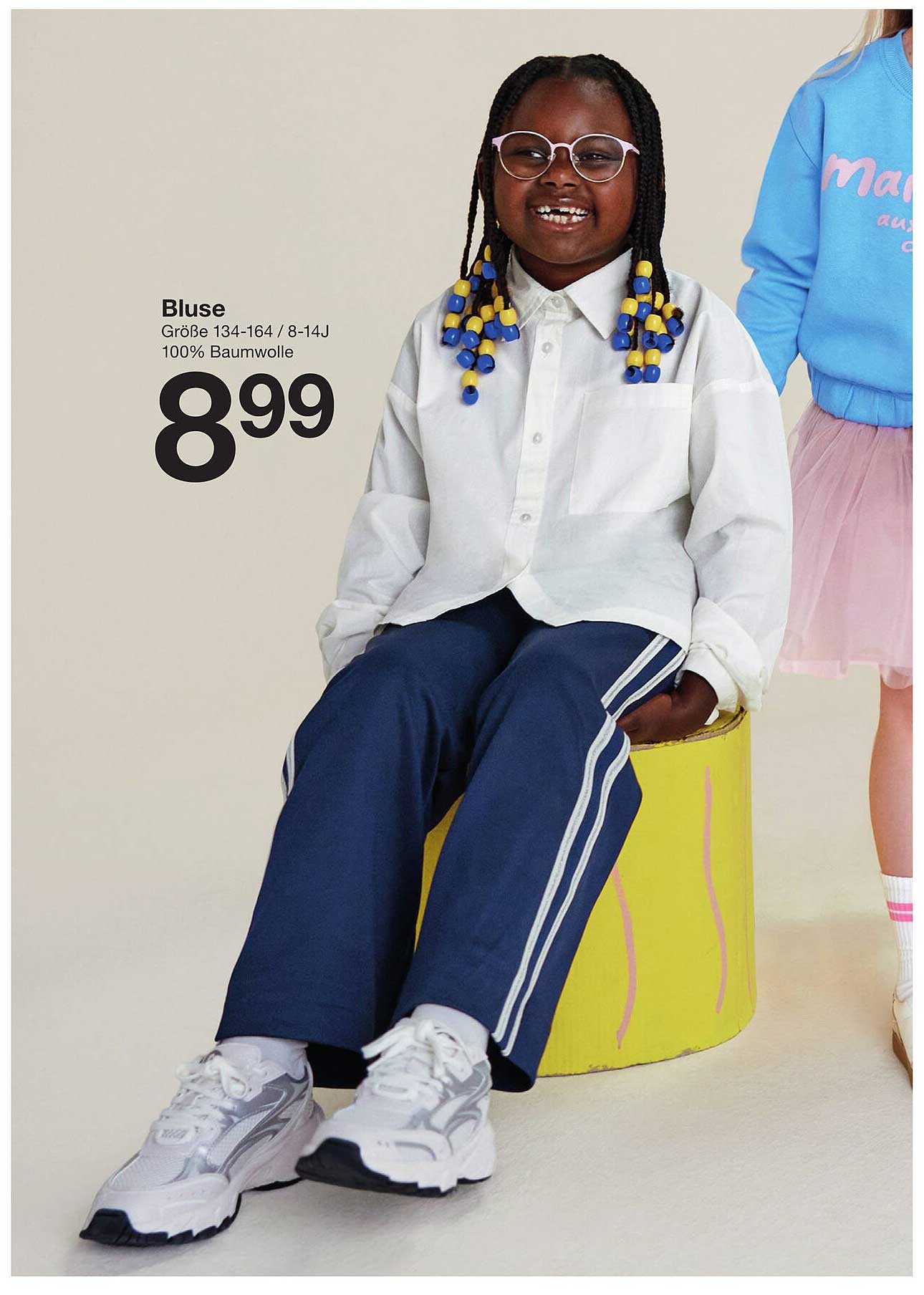 Bluse Größe 134-164 / 8-14J, 100% Baumwolle
