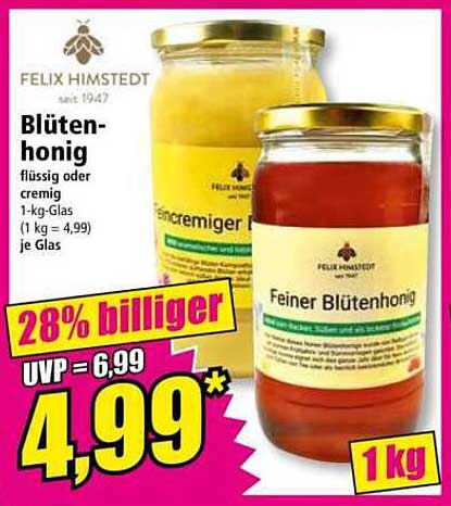 Blüten-Honig flüssig oder cremig – 1-kg-Glas