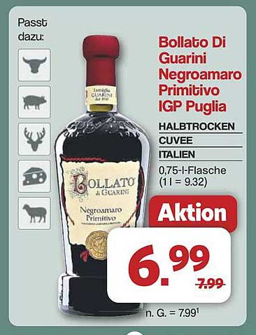 Bollato Di Guarini Negroamaro Primitivo IGP Puglia Halbtrocken 0,75-l-Flasche