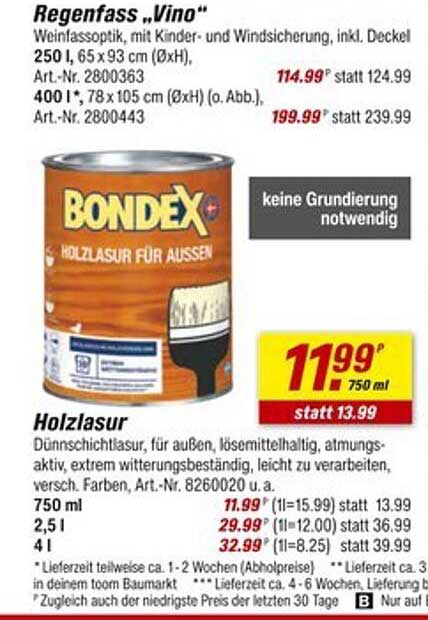 Bondex Holzlasur für Außen – 750 ml
