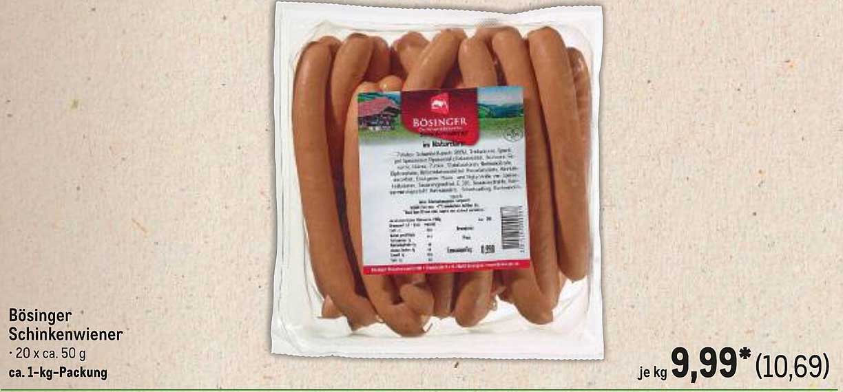 Bösinger Schinkenwiener - 20 Stück à ca. 50 g
