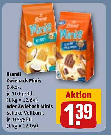Brandt Zwieback Minis – Kokos oder Schoko Vollkorn