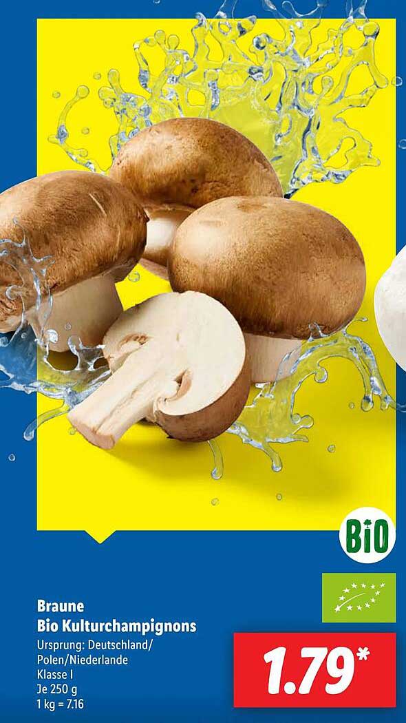 Braune Bio Kulturchampignons 250g zum Angebotspreis von 1,79€