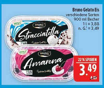 Bruno Gelato Eis verschiedene Sorten 900 ml Becher