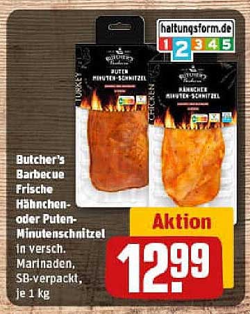 Butcher's Barbecue Frische Hähnchen- oder Puten-Minuten-Schnitzel, 1 kg
