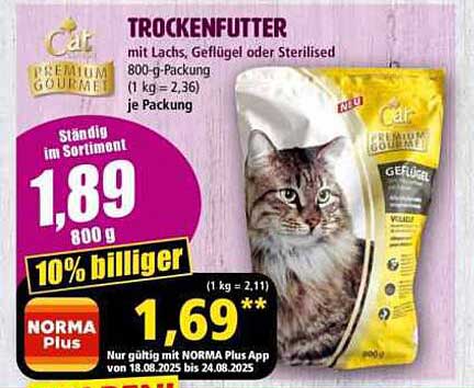 Cat Premium Gourmet Trockenfutter mit Lachs, Geflügel oder Sterilised