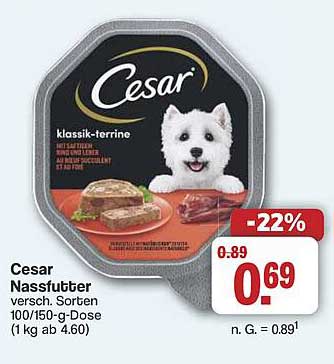 Cesar Nassfutter - Klassik-Terrine für Hunde